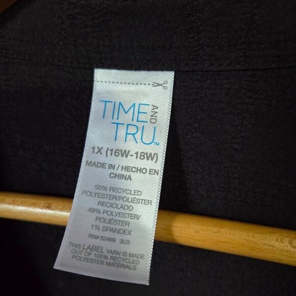 EUC LIKE NEW TIME & TRU BLACK SHIRT DRESS SWIM COVER UP SIZE 1X / 16W-18W - Picture 13 of 15